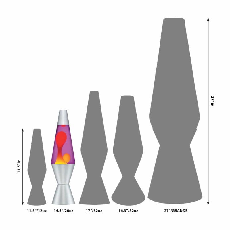 21250401US-LavaLamp-14-5-Yellow-and-Purple-Size-web 14.5” LAVA® Lamp – Yellow/Purple/Silver Size Comparison
